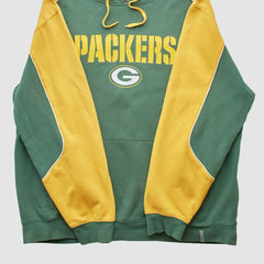 Green Bay Packers Reebok 2010s Hooded Pullover Sweatshirt Green Vintage