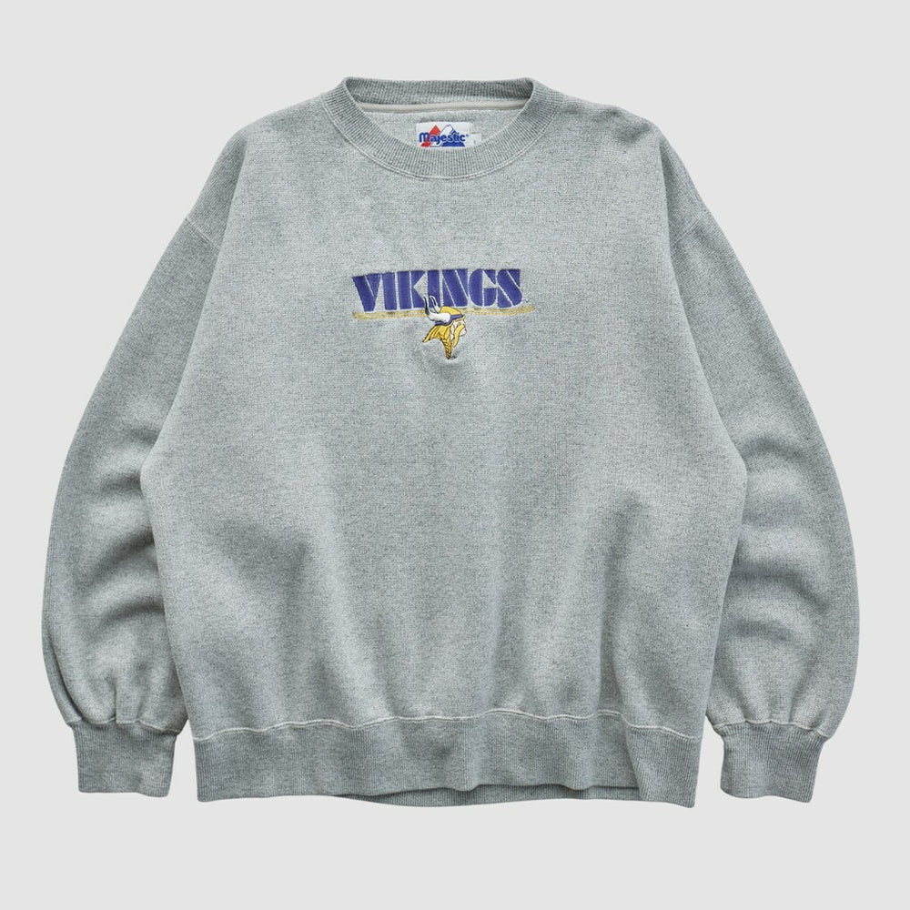 Minnesota Vikings Majestic 2000s Pullover Sweatshirt Heather Gray Vintage