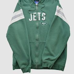 New York Jets Reebok 2000s Hooded Full Zip Sweatshirt Green Vintage