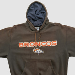 Denver Broncos Majestic 2000s Hooded Pullover Sweatshirt Brown Vintage