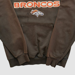 Denver Broncos Majestic 2000s Hooded Pullover Sweatshirt Brown Vintage