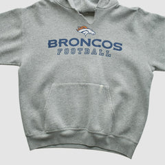 Denver Broncos NFL 2000s Hooded Pullover Sweatshirt Heather Gray Vintage