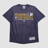 Milwaukee Brewers Majestic 2008 T-shirt - Navy - S by Fanatics Real Vintage T-shirts