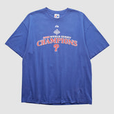 World Series Champions Majestic 2008 T-shirt - Blue - L by Fanatics Real Vintage T-shirts