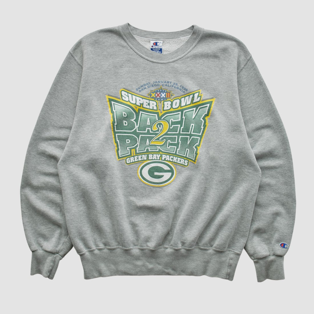 Green Bay Packers Champion 1998 Pullover Sweatshirt Heather Gray Vintage