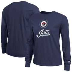 NHL Winnipeg Jets Champion Women's Wordmark Lockup Long Sleeve T-Shirt - Navy