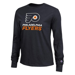 NHL Philadelphia Flyers Champion Women's Wordmark Lockup Long Sleeve T-Shirt - Black