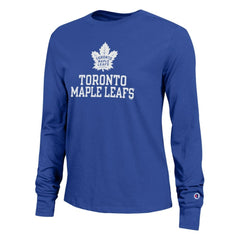 NHL Toronto Maple Leafs Champion Women's Wordmark Lockup Long Sleeve T-Shirt - Royal
