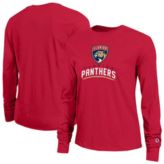 NHL Florida Panthers Champion Women's Wordmark Lockup Long Sleeve T-Shirt - Red