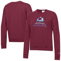 NHL Colorado Avalanche Champion Women's Wordmark Lockup Powerblend Sweatshirt - Burgundy