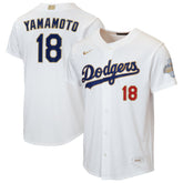 MLB Yoshinobu Yamamoto Los Angeles Dodgers Nike Youth 2026 Gold Collection Home Replica Jersey - White