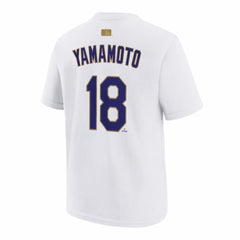 Yoshinobu Yamamoto Los Angeles Dodgers Nike Youth 2026 Gold Collection Name & Number T-Shirt - White T-shirts