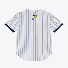 NBA Indiana Pacers Mitchell & Ness Head Coach Pinstripe Mesh Full-Button Baseball Jersey - White