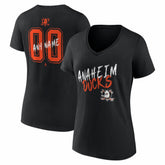 NHL,Custom Anaheim Ducks Women's Hustle Personalized Name & Number V-Neck T-Shirt - Black