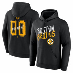 NHL,Custom Boston Bruins Big & Tall Hustle Personalized Name & Number Hoodie - Black