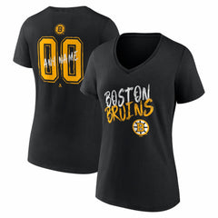 NHL,Custom Boston Bruins Women's Hustle Personalized Name & Number V-Neck T-Shirt - Black