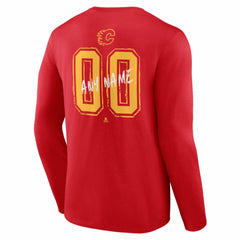 NHL,Custom Calgary Flames Hustle Personalized Name & Number Long Sleeve T-Shirt - Red