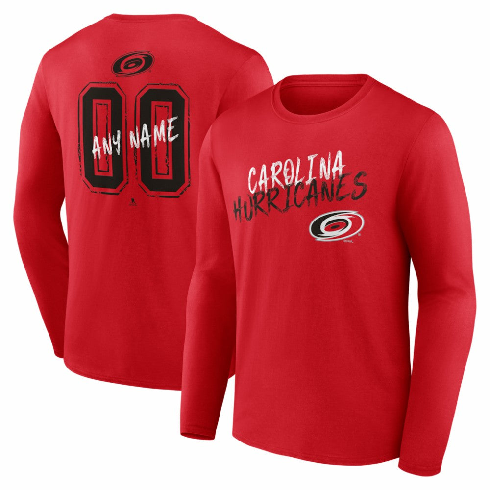 NHL,Custom Carolina Hurricanes Hustle Personalized Name & Number Long Sleeve T-Shirt - Red