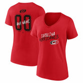 NHL,Custom Carolina Hurricanes Women's Hustle Personalized Name & Number V-Neck T-Shirt - Red