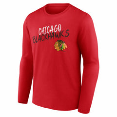 NHL,Custom Chicago Blackhawks Hustle Personalized Name & Number Long Sleeve T-Shirt - Red
