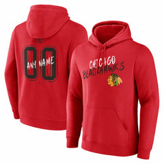 NHL,Custom Chicago Blackhawks Hustle Personalized Name & Number Hoodie - Red