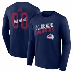 NHL,Custom Colorado Avalanche Hustle Personalized Name & Number Long Sleeve T-Shirt - Navy