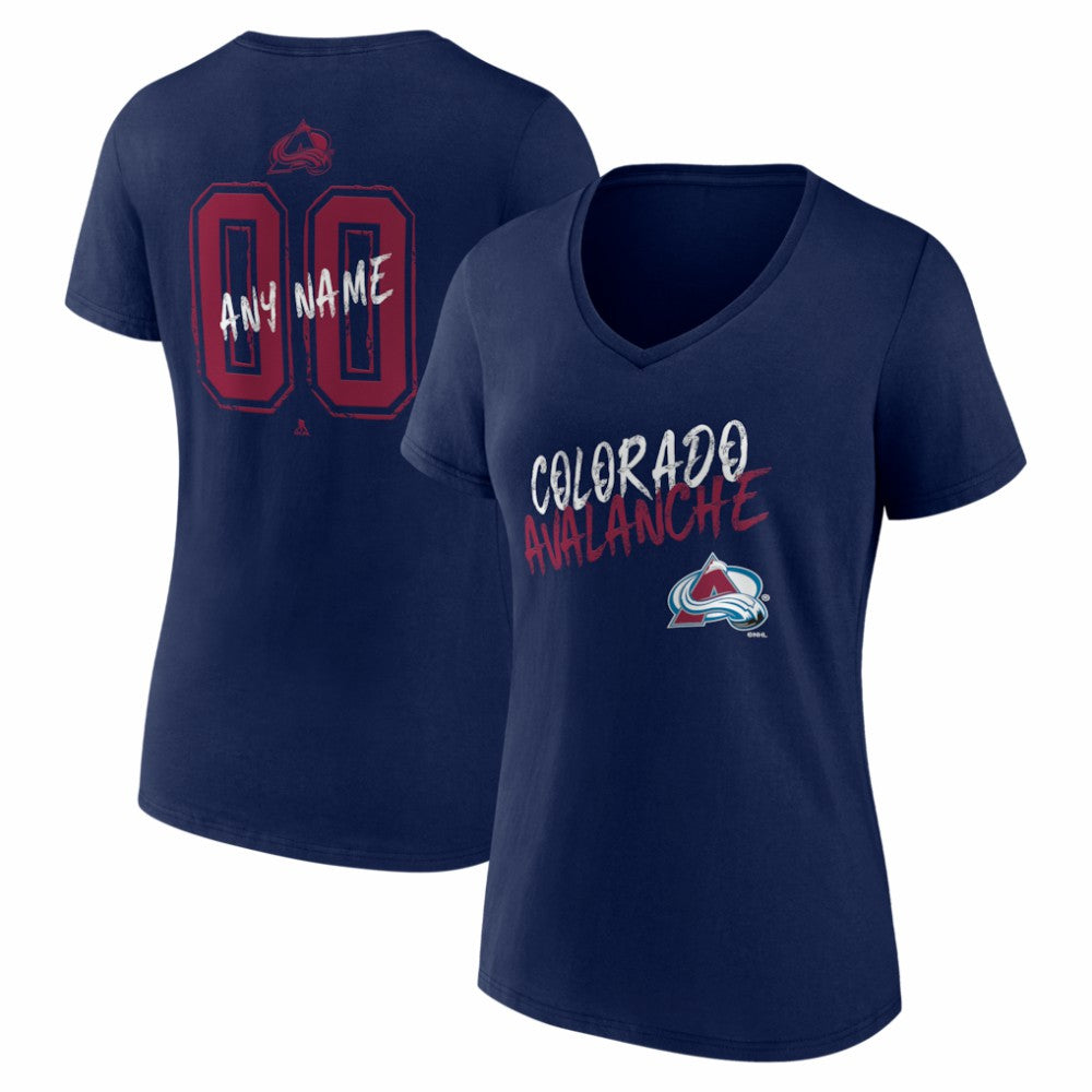 NHL,Custom Colorado Avalanche Women's Hustle Personalized Name & Number V-Neck T-Shirt - Navy