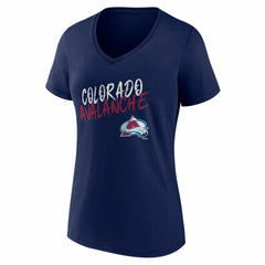 NHL,Custom Colorado Avalanche Women's Hustle Personalized Name & Number V-Neck T-Shirt - Navy