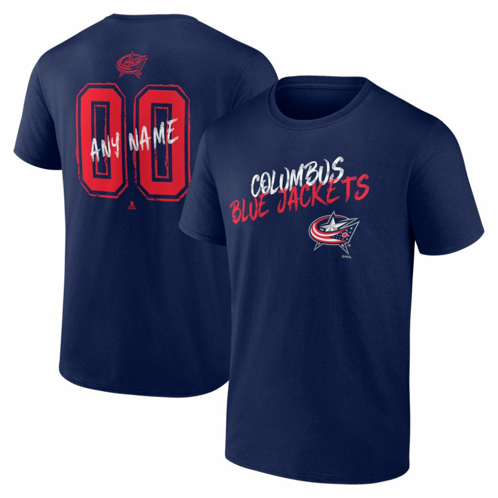 NHL,Custom Columbus Blue Jackets Hustle Personalized Name & Number T-Shirt - Navy