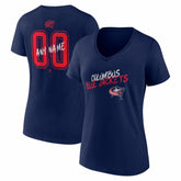NHL,Custom Columbus Blue Jackets Women's Hustle Personalized Name & Number V-Neck T-Shirt - Navy