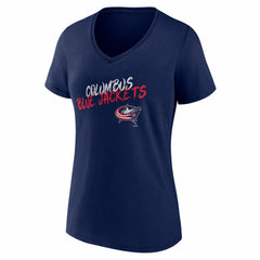 NHL,Custom Columbus Blue Jackets Women's Hustle Personalized Name & Number V-Neck T-Shirt - Navy
