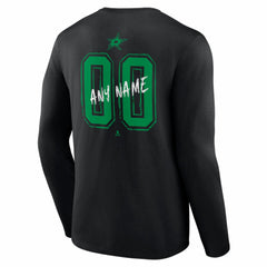 NHL,Custom Dallas Stars Hustle Personalized Name & Number Long Sleeve T-Shirt - Black