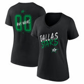 NHL,Custom Dallas Stars Women's Hustle Personalized Name & Number V-Neck T-Shirt - Black
