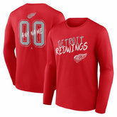 NHL,Custom Detroit Red Wings Hustle Personalized Name & Number Long Sleeve T-Shirt - Red
