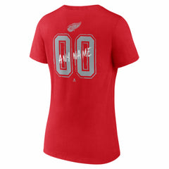 NHL,Custom Detroit Red Wings Women's Hustle Personalized Name & Number V-Neck T-Shirt - Red