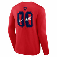 NHL,Custom Florida Panthers Hustle Personalized Name & Number Long Sleeve T-Shirt - Red