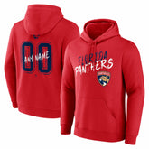 NHL,Custom Florida Panthers Hustle Personalized Name & Number Hoodie - Red
