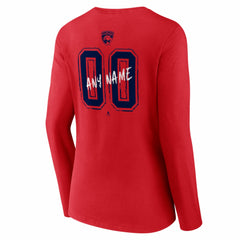 NHL,Custom Florida Panthers Women's Hustle Personalized Name & Number Long Sleeve V-Neck T-Shirt - Red