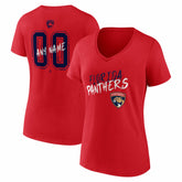 NHL,Custom Florida Panthers Women's Hustle Personalized Name & Number V-Neck T-Shirt - Red