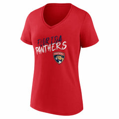 NHL,Custom Florida Panthers Women's Hustle Personalized Name & Number V-Neck T-Shirt - Red