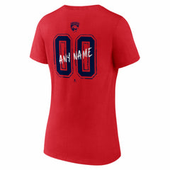 NHL,Custom Florida Panthers Women's Hustle Personalized Name & Number V-Neck T-Shirt - Red