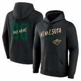 NHL,Custom Minnesota Wild Big & Tall Hustle Personalized Name & Number Hoodie - Black