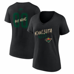 NHL,Custom Minnesota Wild Women's Hustle Personalized Name & Number V-Neck T-Shirt - Black