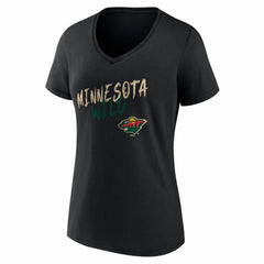 NHL,Custom Minnesota Wild Women's Hustle Personalized Name & Number V-Neck T-Shirt - Black