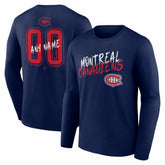 NHL,Custom Montreal Canadiens Hustle Personalized Name & Number Long Sleeve T-Shirt - Navy