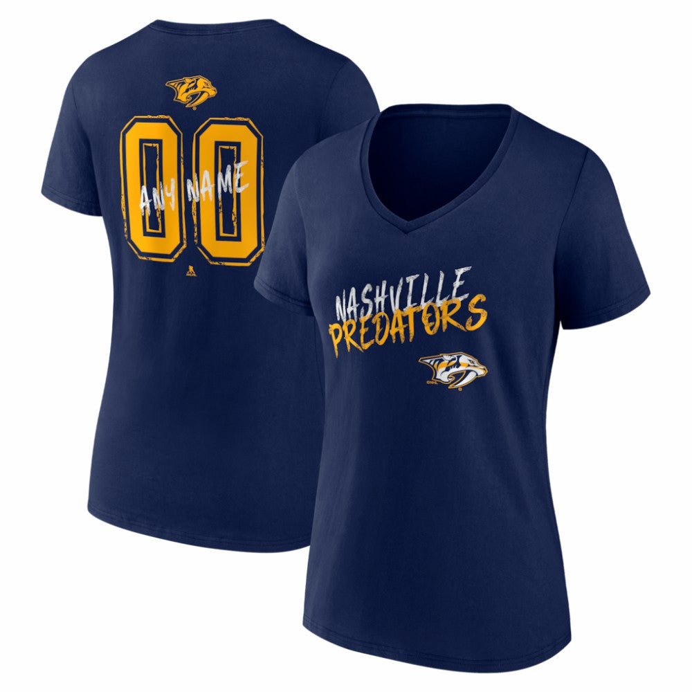 NHL,Custom Nashville Predators Women's Hustle Personalized Name & Number V-Neck T-Shirt - Navy