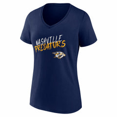 NHL,Custom Nashville Predators Women's Hustle Personalized Name & Number V-Neck T-Shirt - Navy