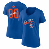 NHL,Custom New York Islanders Women's Hustle Personalized Name & Number V-Neck T-Shirt - Royal
