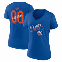 NHL,Custom New York Islanders Women's Hustle Personalized Name & Number V-Neck T-Shirt - Royal