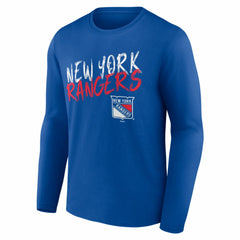 NHL,Custom New York Rangers Hustle Personalized Name & Number Long Sleeve T-Shirt - Blue